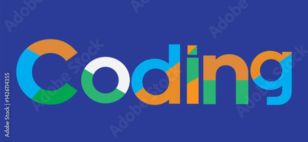 Fototapeta coding, symbol, 3d, concept, ilicon, template, typography, design,logolustration, word, text