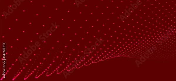Fototapeta Abstract background with dynamic color wave. Futuristic dotted wave of bright particles. Colorful background for presentation design. Wide format 3D illustration. Weave effect.