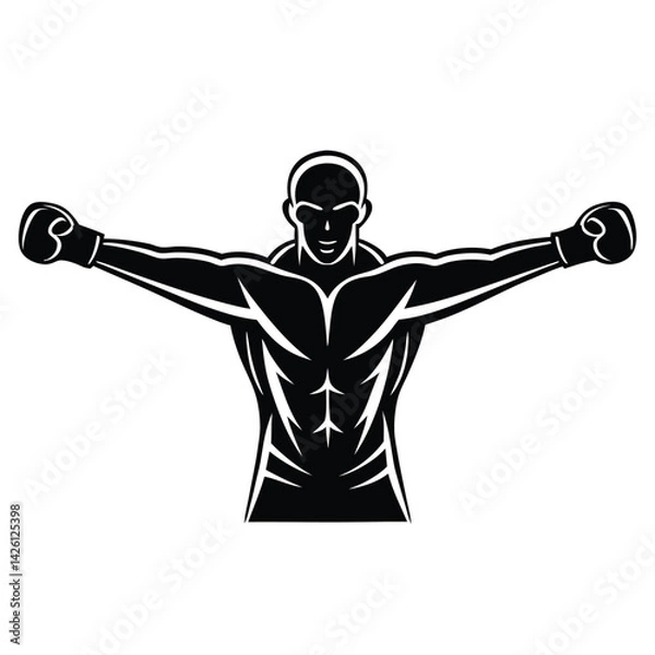 Obraz Powerful Boxer Silhouette Minimalist Design for Athletic Graphics
