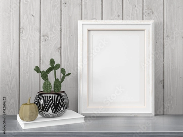 Fototapeta Mock up blank frame. 3d rendering