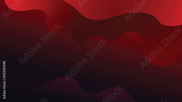 Fototapeta Abstract red and black liquid gradient background with fluid shapes. Vector illustration.