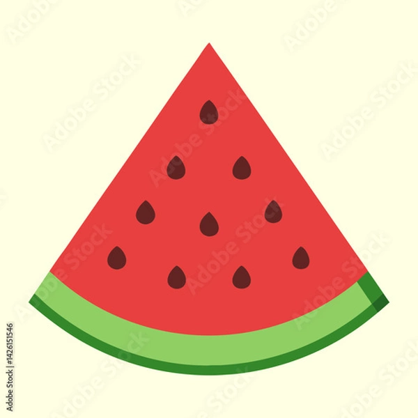 Obraz A simple illustration of a juicy slice of watermelon with many seeds