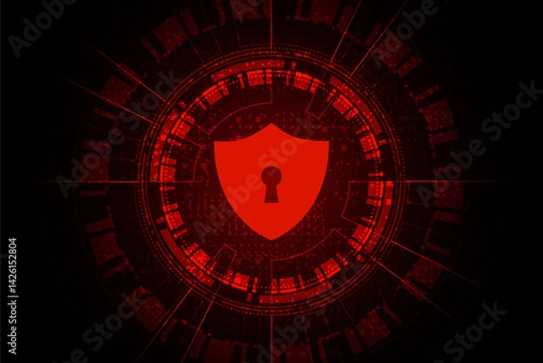 Fototapeta Cyber security technology concept , Shield With Keyhole icon , personal data , vector illustration.