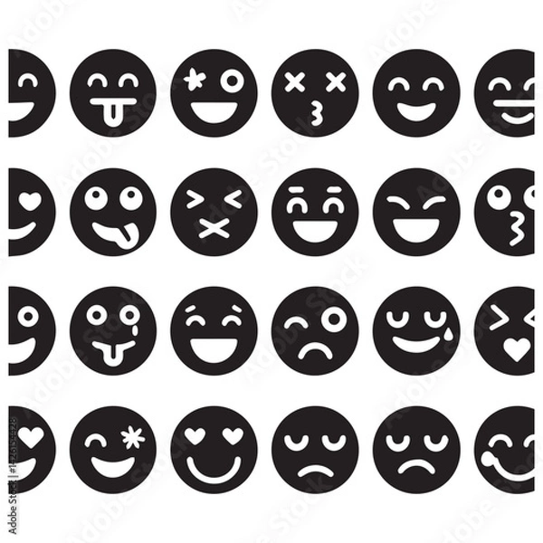Obraz create emoji Silhouette Vector with white background