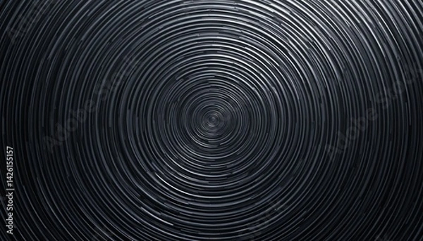 Obraz Dynamic circular patterns in black abstract art installation indoor gallery modern environment close-up perspective visual design concept