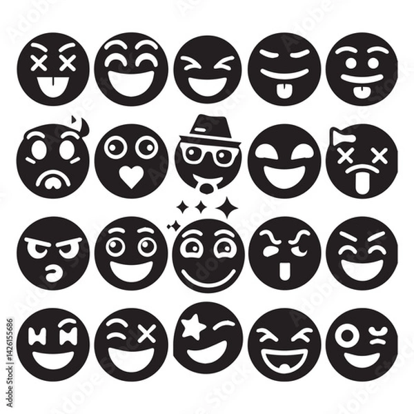 Fototapeta create emoji Silhouette Vector with white background