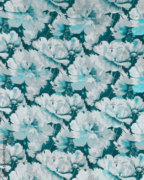 Fototapeta Seamless Floral Pattern with Leaves and Textures