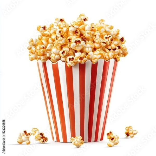 Fototapeta Caramel popcorn in a striped container