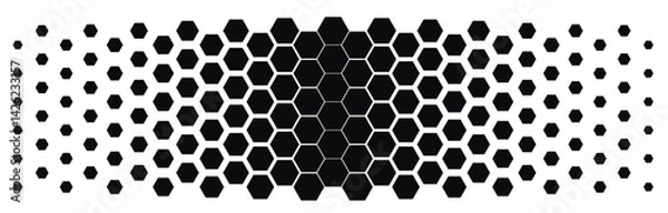Fototapeta Abstract black and white geometric background pattern. Hexagon pattern with gradation. Separate layers with the ability to edit. Halftone hexagon retro simple pattern. Vector honeycomb.