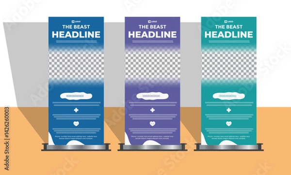 Obraz Medical roll up banner design template . Roll up banner design .