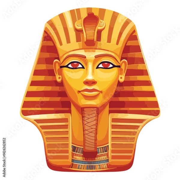 Fototapeta Pharaon Tutankhamun golden mask. Famous egyptian pharaon. vector