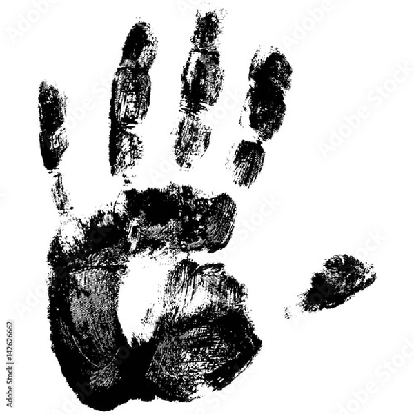 Fototapeta handprint human hand, scanning the fingers and palms, vector