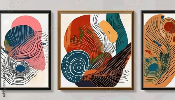 Fototapeta Vibrant Abstract Artistic Prints A Modern Twist on HandDrawn Artistry, Adding Bold Colors and Textures to Your Space, Elevating Its Energy and Ambiance