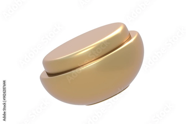 Fototapeta Golden body care cream jar isolated on white background. 3d render