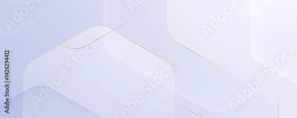 Fototapeta Elegant white abstract background with soft geometric shapes, rounded corners, and delicate golden lines