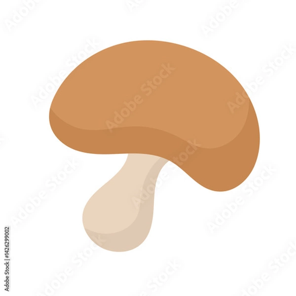 Fototapeta Mushroom vegetable with a rich brown cap and a white stem. Ideal for food blogs, recipe cards, gourmet food menus, and nature themed designs