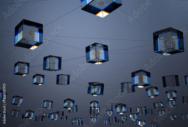 Fototapeta Blockchain Data Network