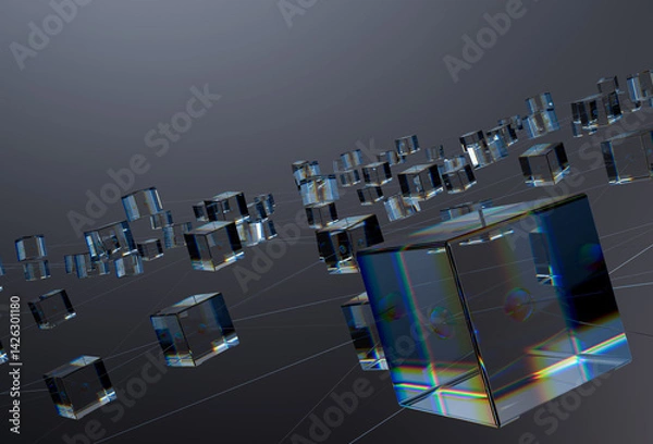 Fototapeta Blockchain Data Network