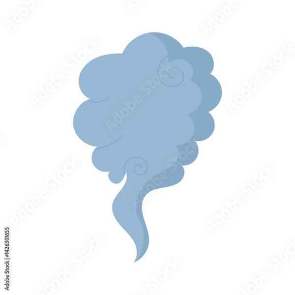 Fototapeta Smoke cloud billows against a pristine white backdrop, perfect for illustrating air pollution, disaster, environmental impact, and dramatic effects