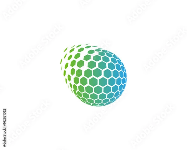 Obraz Globe Hexagon Sphere Spark Icon Logo Design Element