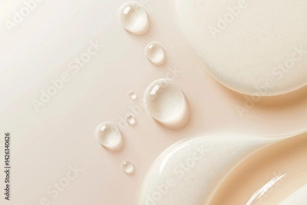 Fototapeta Hydrating Cream Texture: Close Up with Water Droplets