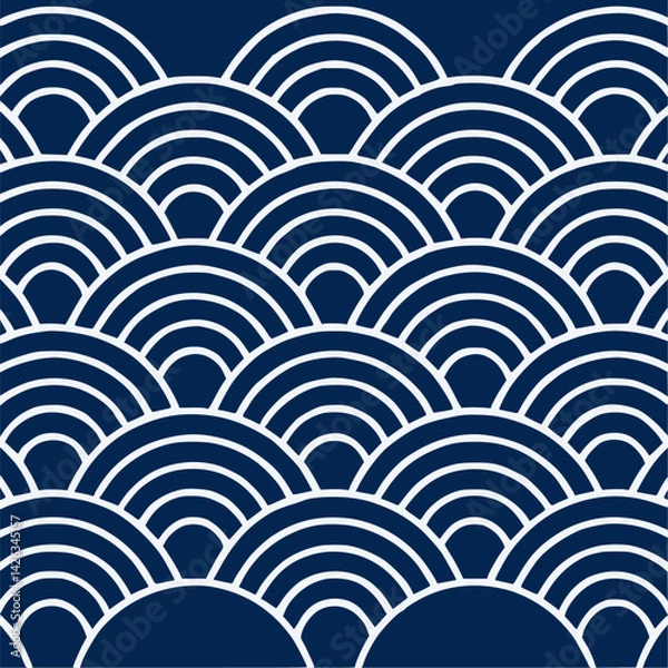 Obraz Waves in tropical colors and asian patterns, banner for Asian American and Pacific Islander Heritage Month (APAHM) in may	