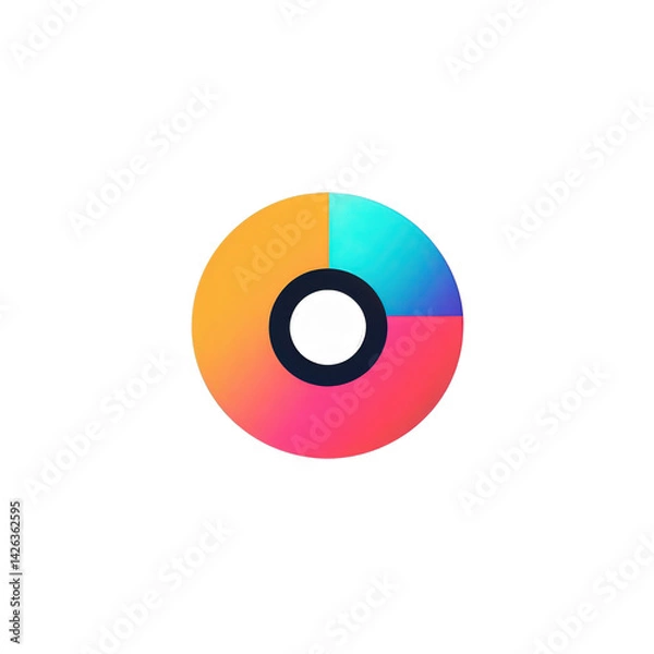 Obraz A vibrant circular graphic design featuring a colorful pie chart divided into sections, ideal for illustrating data visualization concepts , isolated on white or transparent png