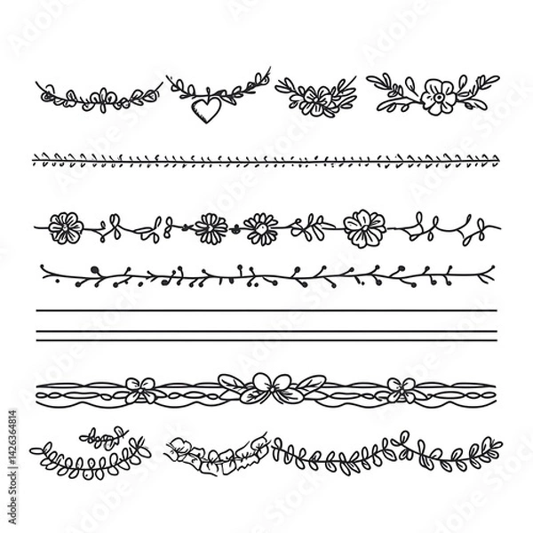 Fototapeta Floral Divider Set, Design Elements