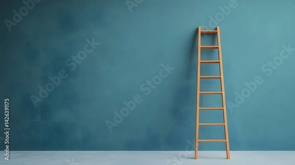 Fototapeta Pencil Ladder Casting Symbolic Shadows with Lighting Effects in Minimalist Studio
