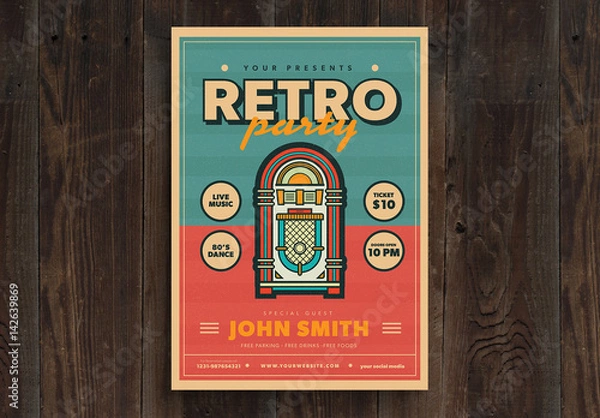Obraz Układ ulotki w stylu retro