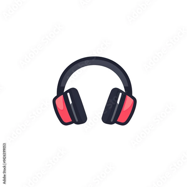 Fototapeta Stylish black and red headphones on a plain background, showcasing modern design, ideal for music lovers and tech enthusiasts , isolated on white or transparent png