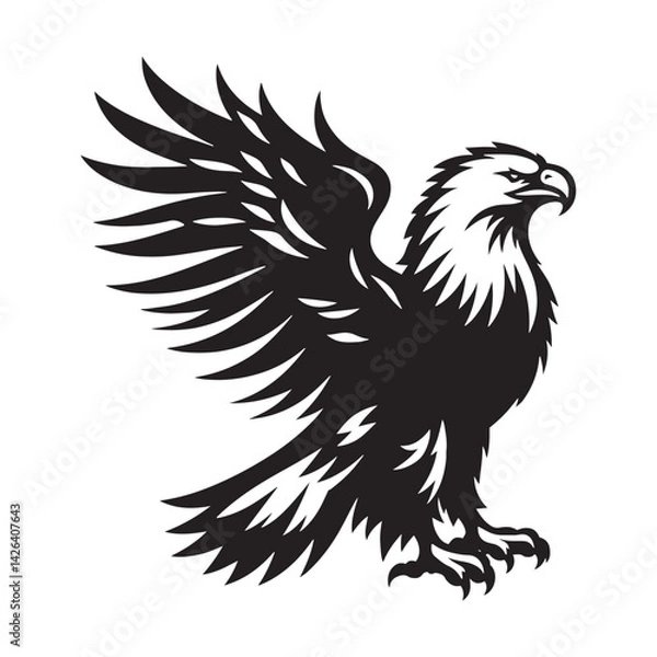 Fototapeta Minimalist Bald Eagle Vector - Bald Eagle Silhouette - Bald Eagle Illustration - Black and White Bald Eagle Design.