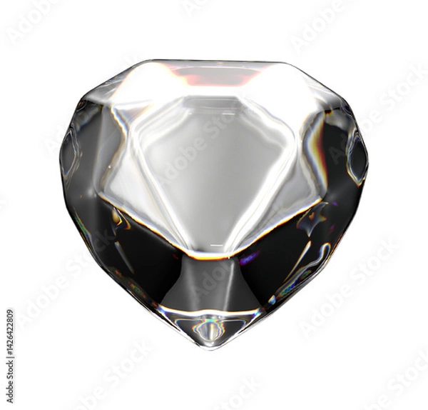 Fototapeta Faceted Diamond Reflecting Light on Transparent Background