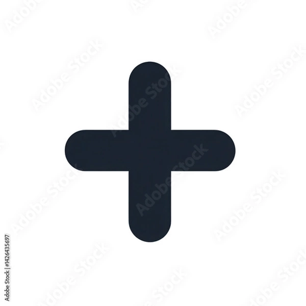 Fototapeta Abstract dark plus symbol on a transparent background, suggesting addition or positive action, suitable for graphic design or digital interfaces , isolated on white or transparent png