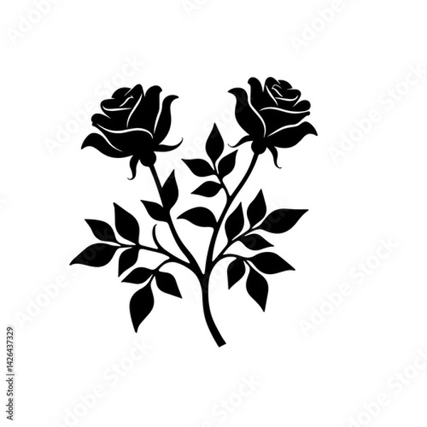 Obraz Rose silhouette Vectors art illustration
