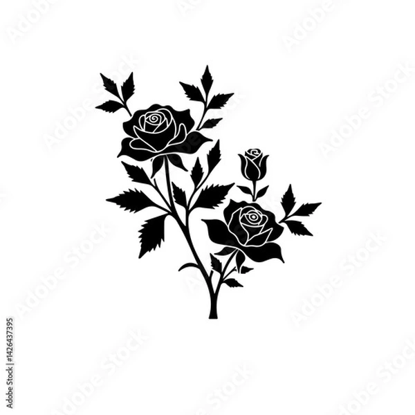 Obraz Rose silhouette Vectors art illustration
