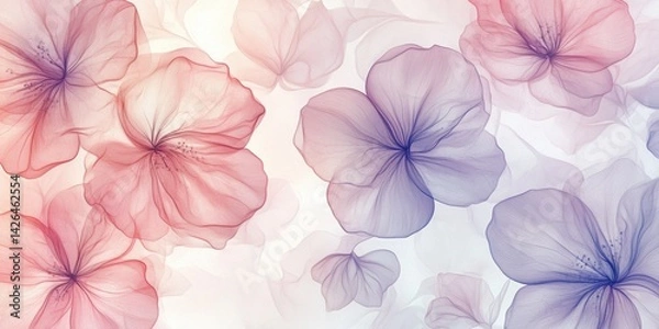 Obraz Elegant pastel floral design with translucent pink and purple petals