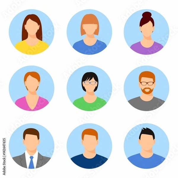 Obraz Avatar profile icon set including male and female.