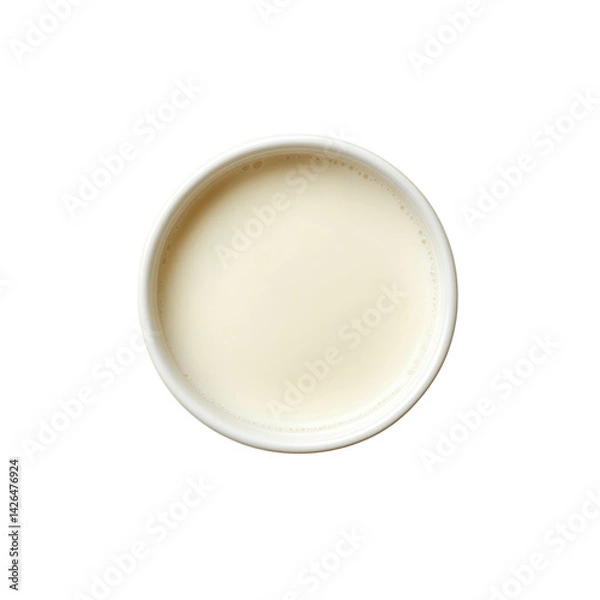 Fototapeta Overhead View of a Small Bowl of Milk