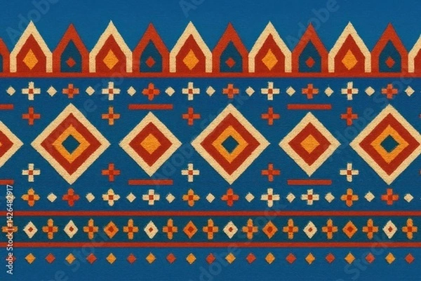 Fototapeta Vibrant Geometric Textile Pattern Design