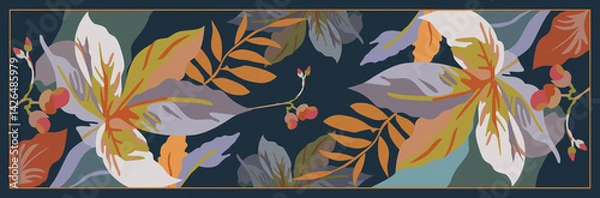 Obraz Digital Dupatta Textile design floral flower abstract dupatta with background texture colorful fancy seamless design