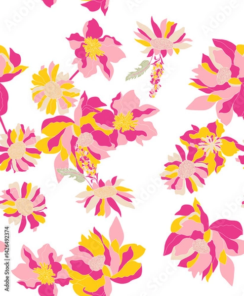Fototapeta Colorful seamless floral digital design