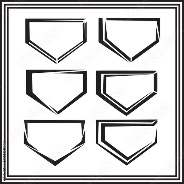 Obraz Baseball home plate outline vector silhouette bundle.