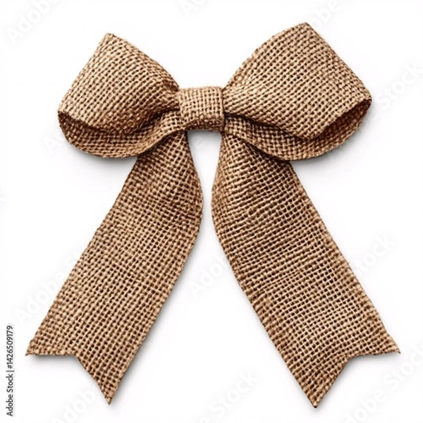 Obraz Neutral Burlap Bow Sticker with Classic Shape and Rustic Texture