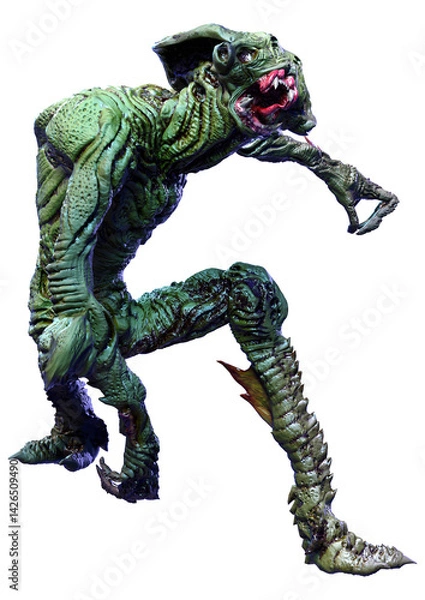 Obraz 3D Rendering Green Alien on White