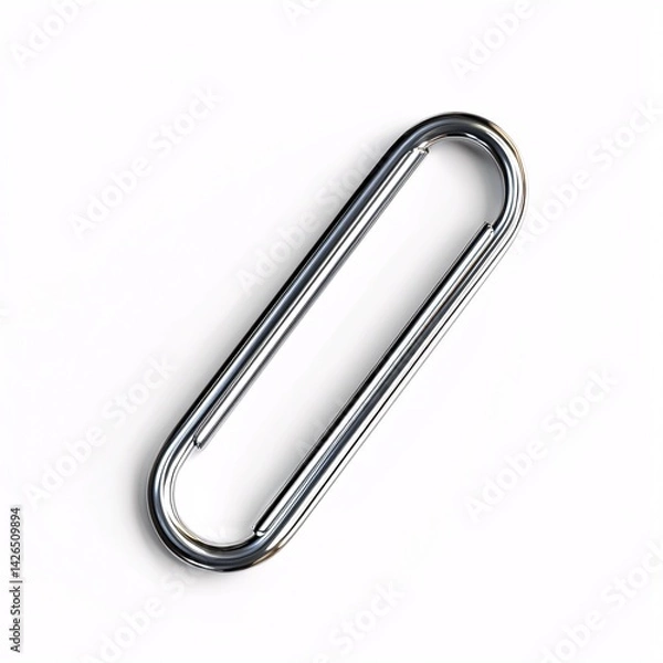 Obraz Metallic Silver Paperclip Sticker with Realistic Reflection and Minimalist Shape