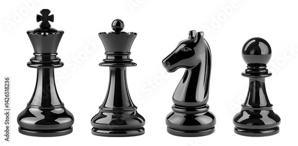 Fototapeta Chess pieces isolated on transparent background.