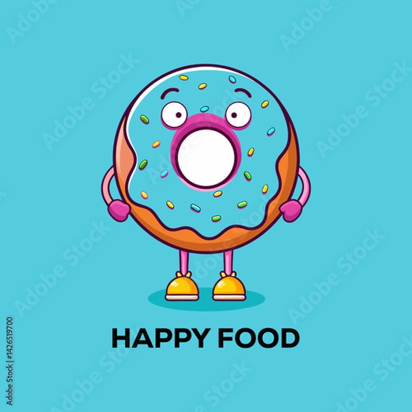 Fototapeta Healthy Breakfast. Funny characters donuts