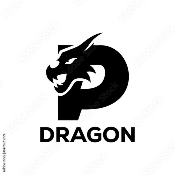 Fototapeta P- for Initial vector logo design template. Modern Phoenix head logo design mixed with letter of P idea.