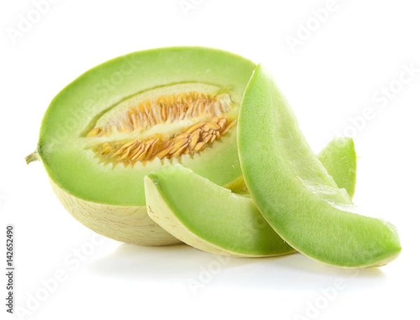 Fototapeta Dojrzały melon kantalupa na białym tle